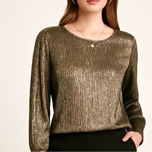 Banana republic gold metallic long sleeve top ❤️